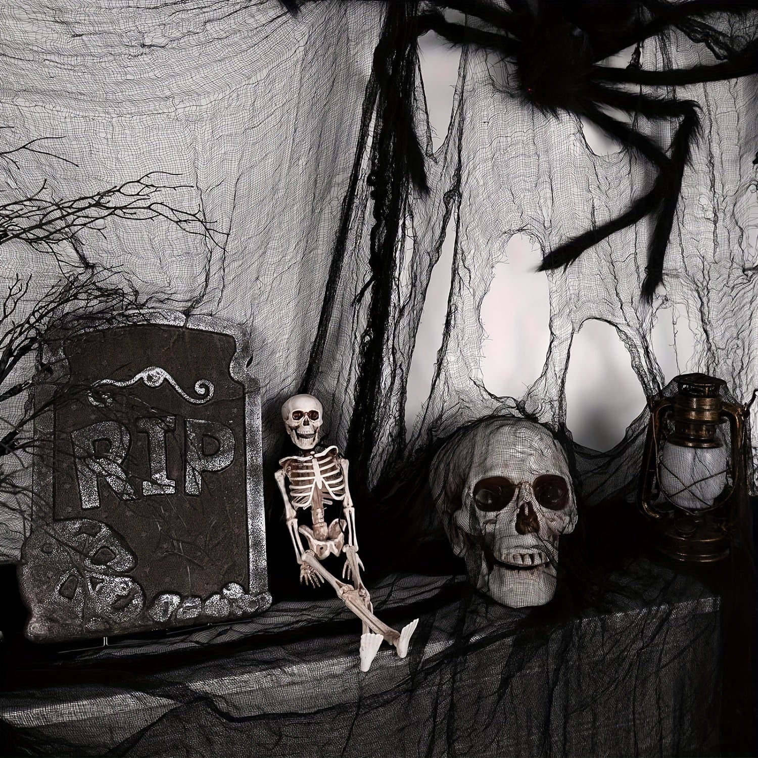Halloween Decoration Gothic Fabric Black Mesh Creepy Cloth Decor - Image 2