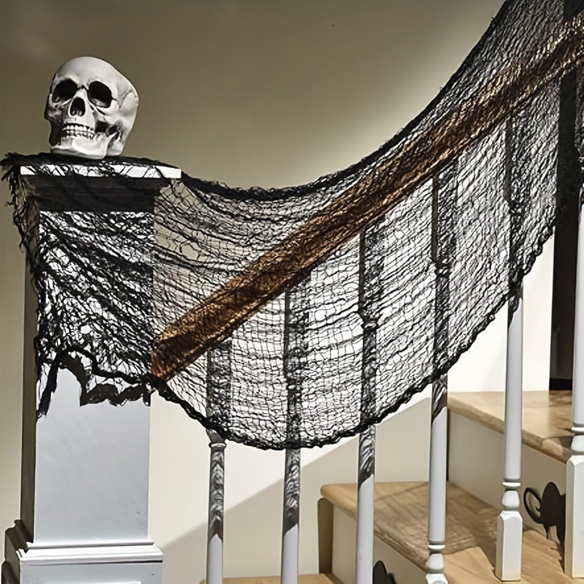 Halloween Decoration Gothic Fabric Black Mesh Creepy Cloth Decor - Image 1