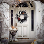 Halloween Door Wreath With Jack O'lantern Pumpkins And Skeleton For Spooky Entry Decor - Image 4