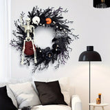 Halloween Door Wreath With Jack O'lantern Pumpkins And Skeleton For Spooky Entry Decor - Image 3