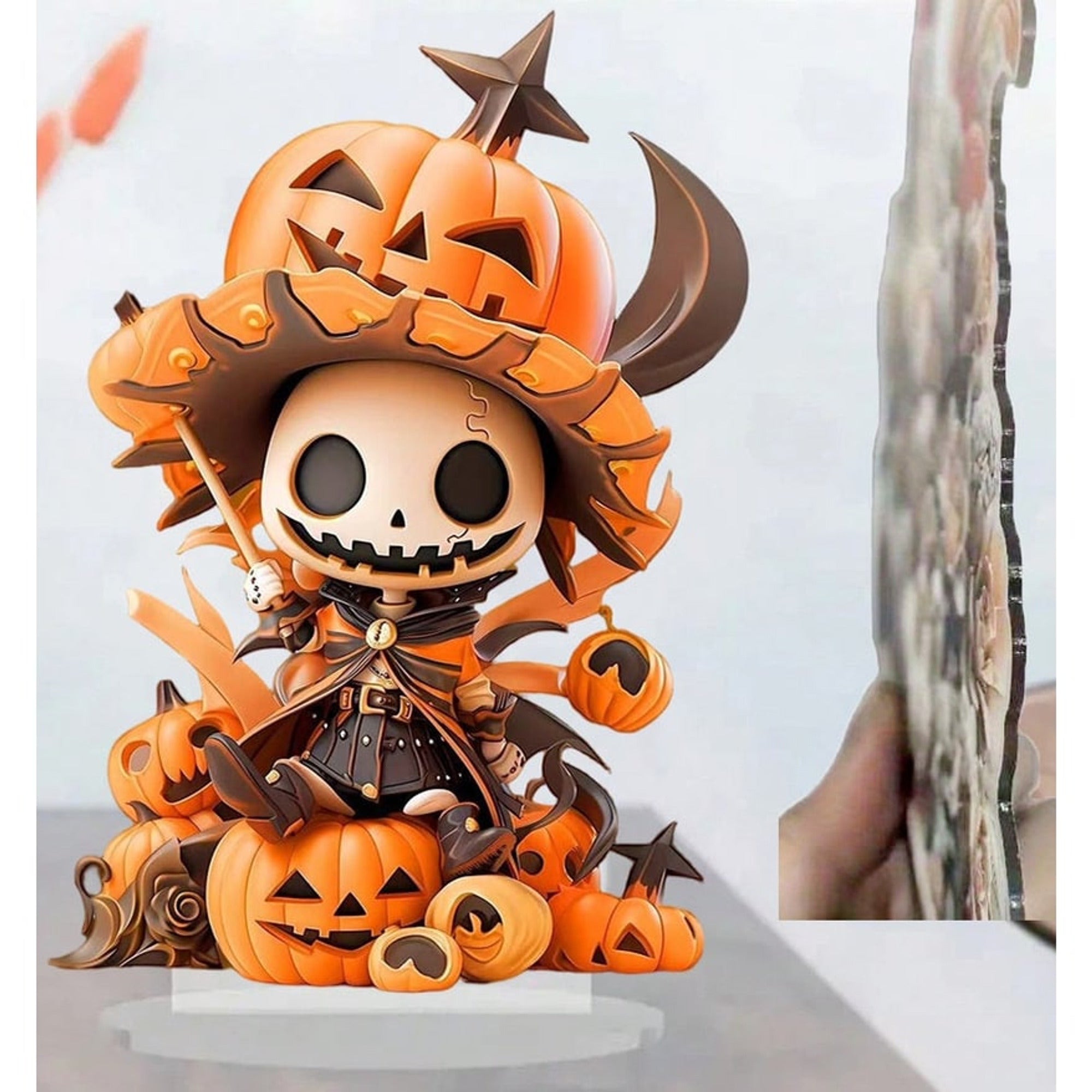 Halloween Figurine Pumpkin Skeleton 2D Flat Acrylic Ornament For Home Office Café Studio And Festive Desktop Table Decor - Image 4
