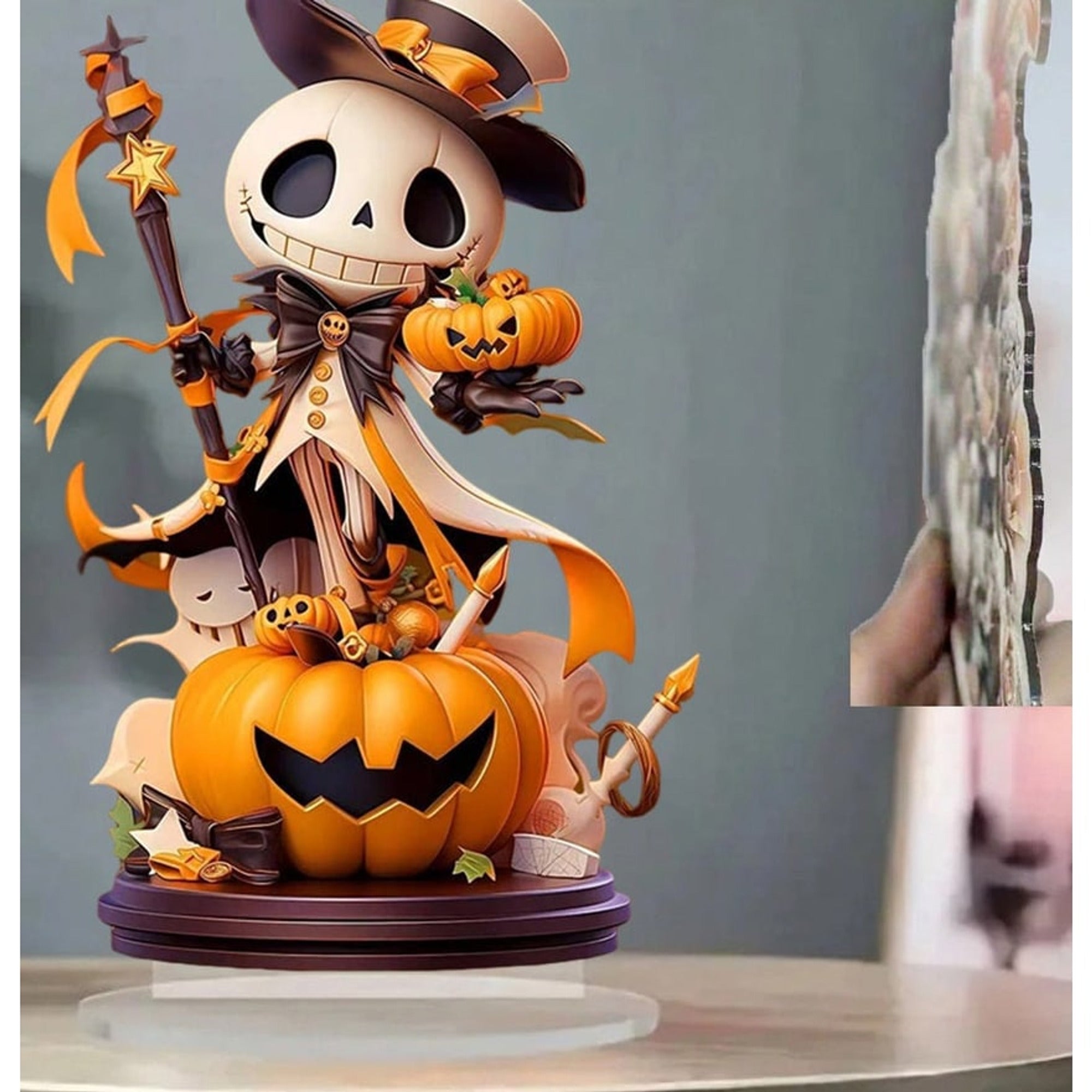 Halloween Figurine Pumpkin Skeleton 2D Flat Acrylic Ornament For Home Office Café Studio And Festive Desktop Table Decor - Image 5