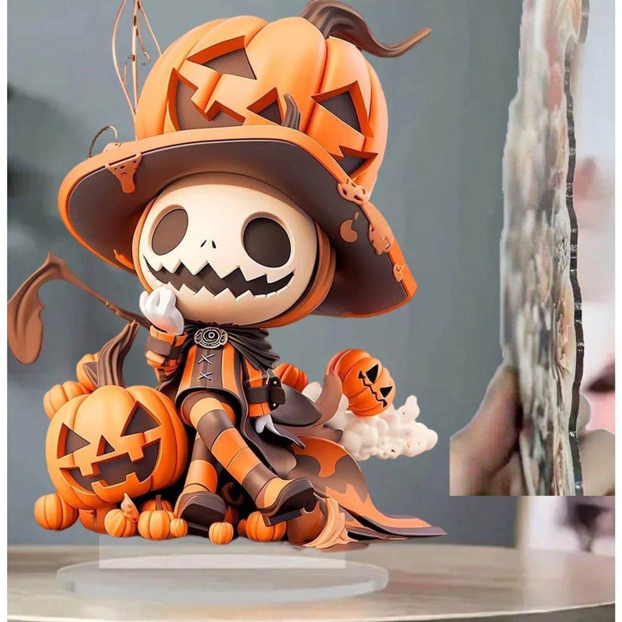 Halloween Figurine Pumpkin Skeleton 2D Flat Acrylic Ornament For Home Office Café Studio And Festive Desktop Table Decor - Image 7