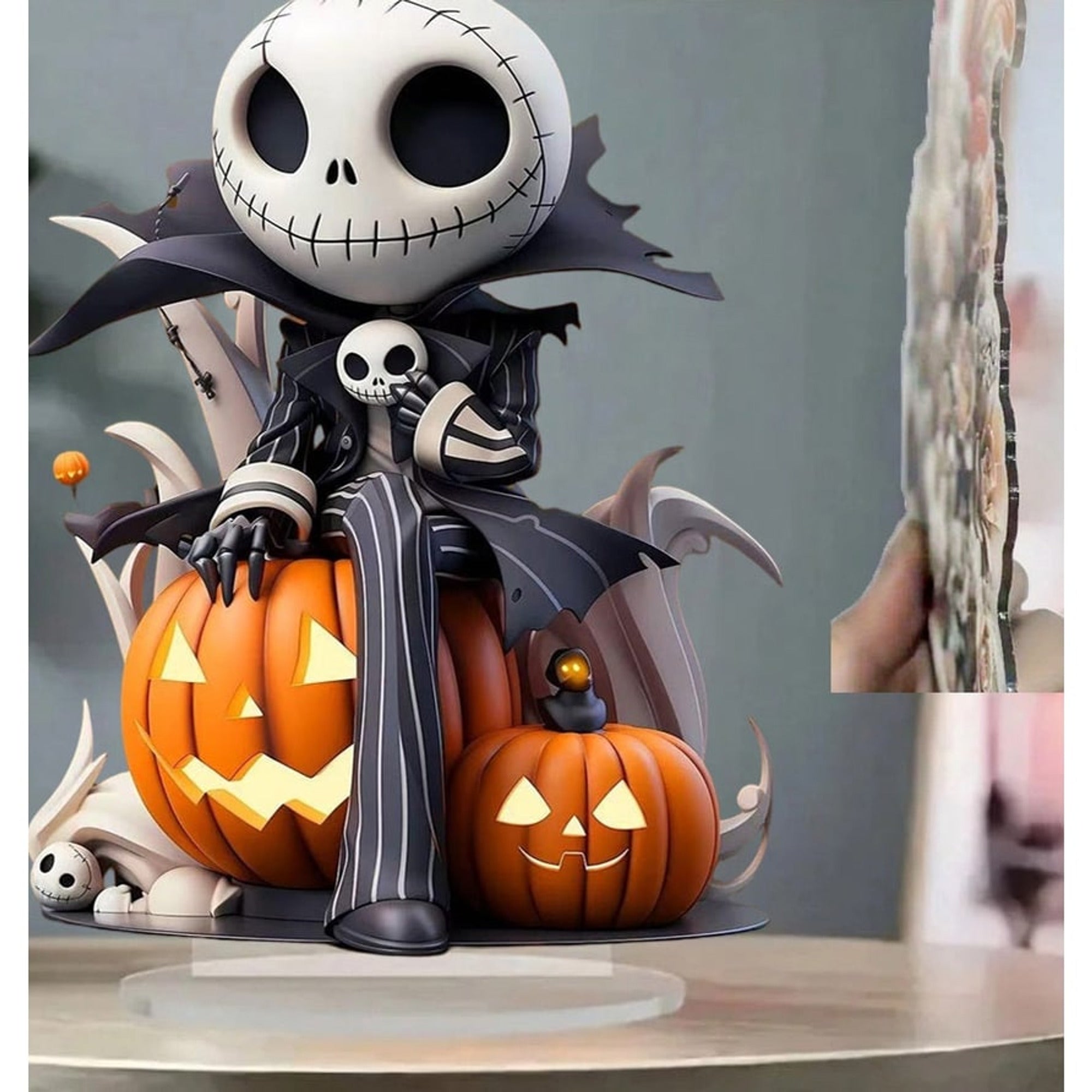 Halloween Figurine Pumpkin Skeleton 2D Flat Acrylic Ornament For Home Office Café Studio And Festive Desktop Table Decor - Image 3