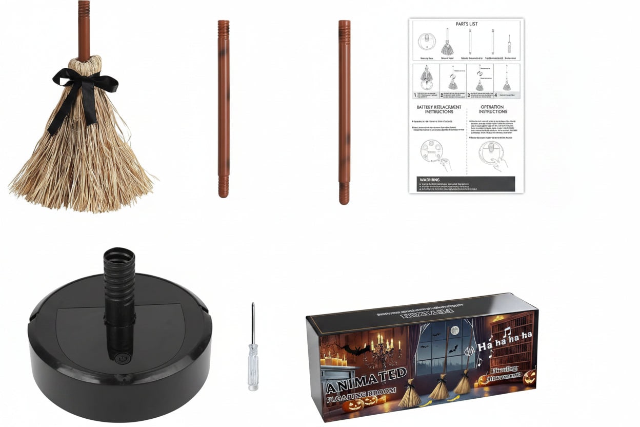 Halloween Floating Broom Animated Dancing Prop - Image 1