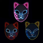 Halloween Fox Mask Kitsune With Japanese Demon Design Integrated EL Wire And Comfortable Elastic Head Strap - Image 5