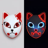 Halloween Fox Mask Kitsune With Japanese Demon Design Integrated EL Wire And Comfortable Elastic Head Strap - Image 1