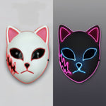 Halloween Fox Mask Kitsune With Japanese Demon Design Integrated EL Wire And Comfortable Elastic Head Strap - Image 2