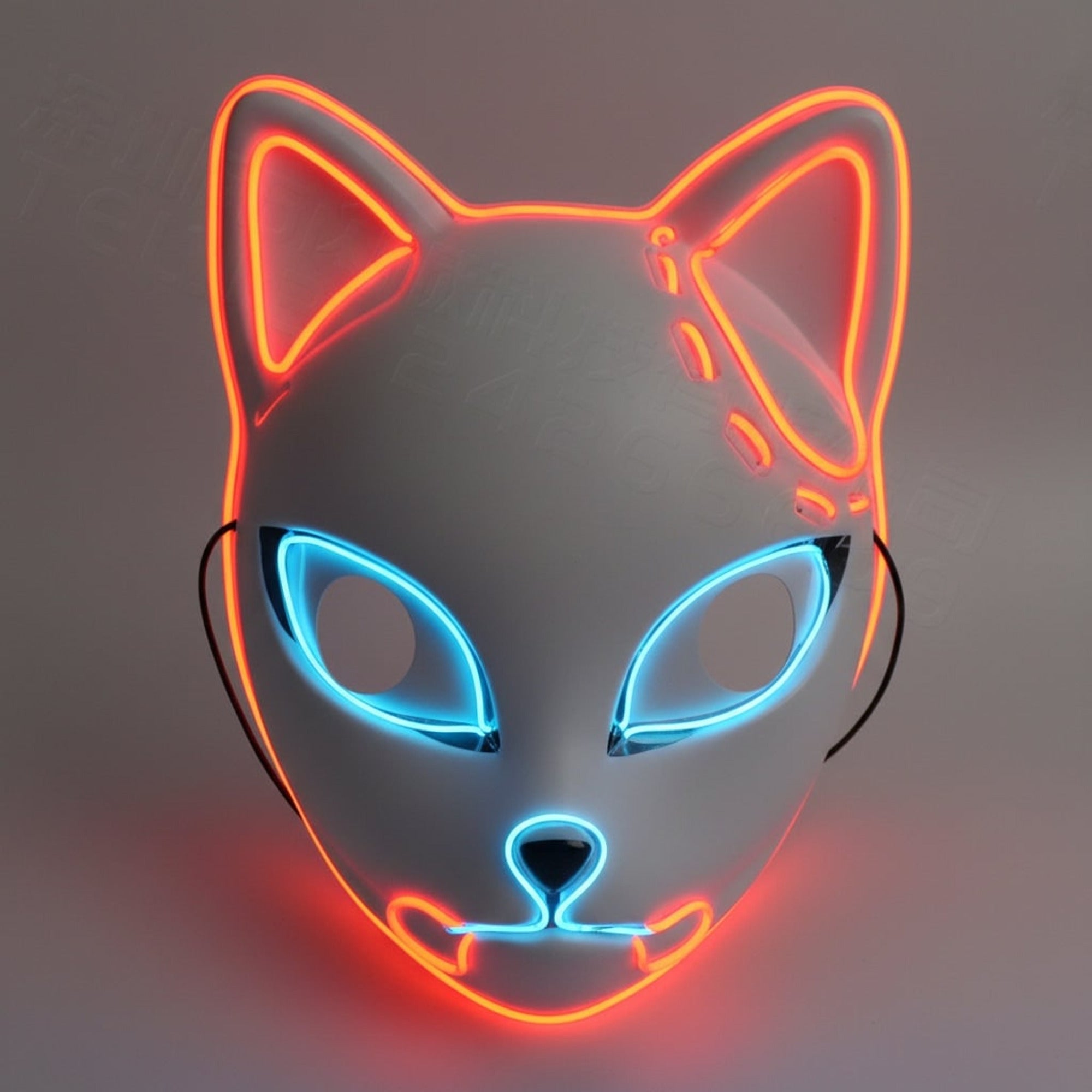 Halloween Fox Mask Kitsune With Japanese Demon Design Integrated EL Wire And Comfortable Elastic Head Strap - Image 9