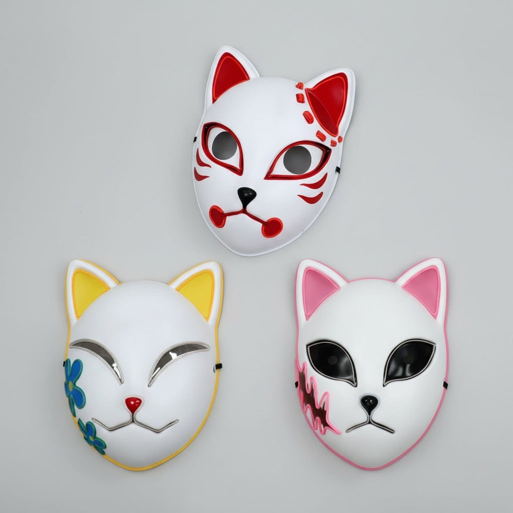 Halloween Fox Mask Kitsune With Japanese Demon Design Integrated EL Wire And Comfortable Elastic Head Strap - Image 6