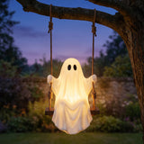 Halloween Ghost Decoration Lighted Swinging White Fabric Hanging LED Outdoor - Image 1