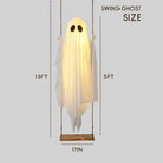 Halloween Ghost Decoration Lighted Swinging White Fabric Hanging LED Outdoor - Image 4