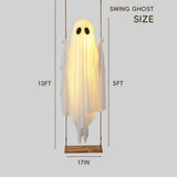 Halloween Ghost Decoration Lighted Swinging White Fabric Hanging LED Outdoor - Image 4