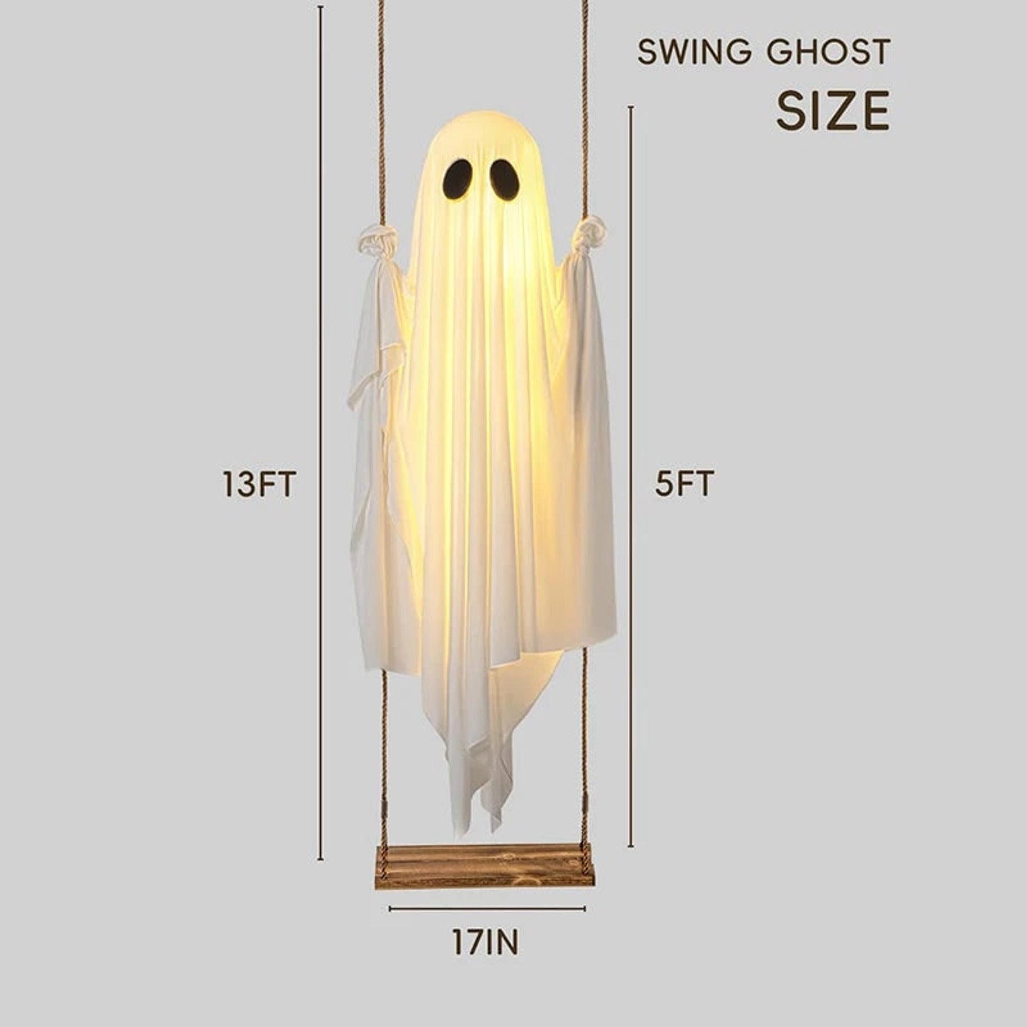 Halloween Ghost Decoration Lighted Swinging White Fabric Hanging LED Outdoor - Image 4