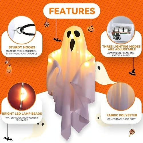 Halloween Ghost Lights Fabric Standing Figure Glowing Spooky Yard Decoration - Image 11