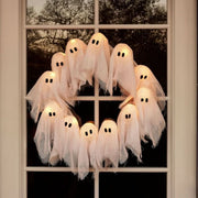 Halloween Ghost Wreath LED Spooky Door Decoration Hanging Lighted Accent - Image 3