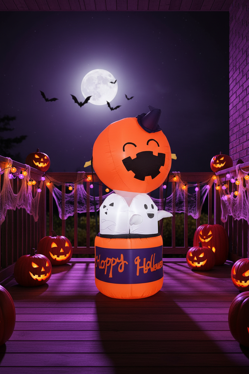 Halloween Inflatable Pumpkin Balloon With LED Devil Hot Air Decoration For Indoor Outdoor Yard And Party Displays - Image 1