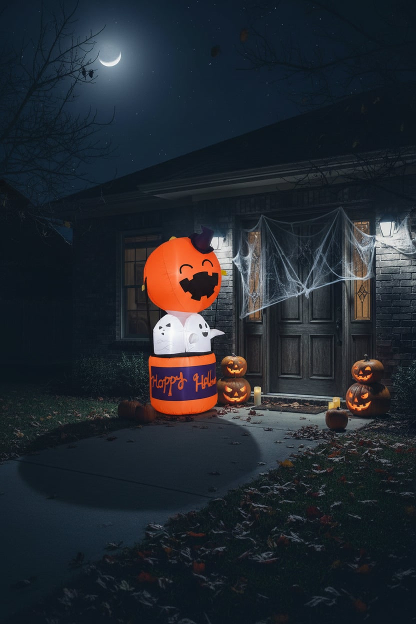 Halloween Inflatable Pumpkin Balloon With LED Devil Hot Air Decoration For Indoor Outdoor Yard And Party Displays - Image 2