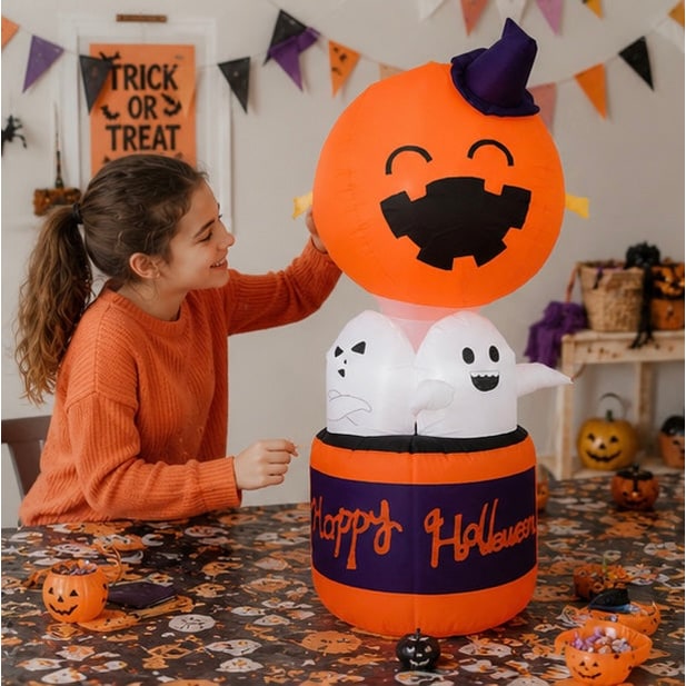 Halloween Inflatable Pumpkin Balloon With LED Devil Hot Air Decoration For Indoor Outdoor Yard And Party Displays - Image 6