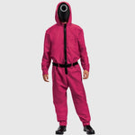 Halloween Jumpsuit Costume Pink Hooded With Black Belt For Party Complete Outfit In One - Image 3