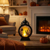 Halloween Lanterns & Candlelight Battery Powered LED Lantern With Halloween Silhouettes And Gothic Frame Light Up Your Halloween - Image 1