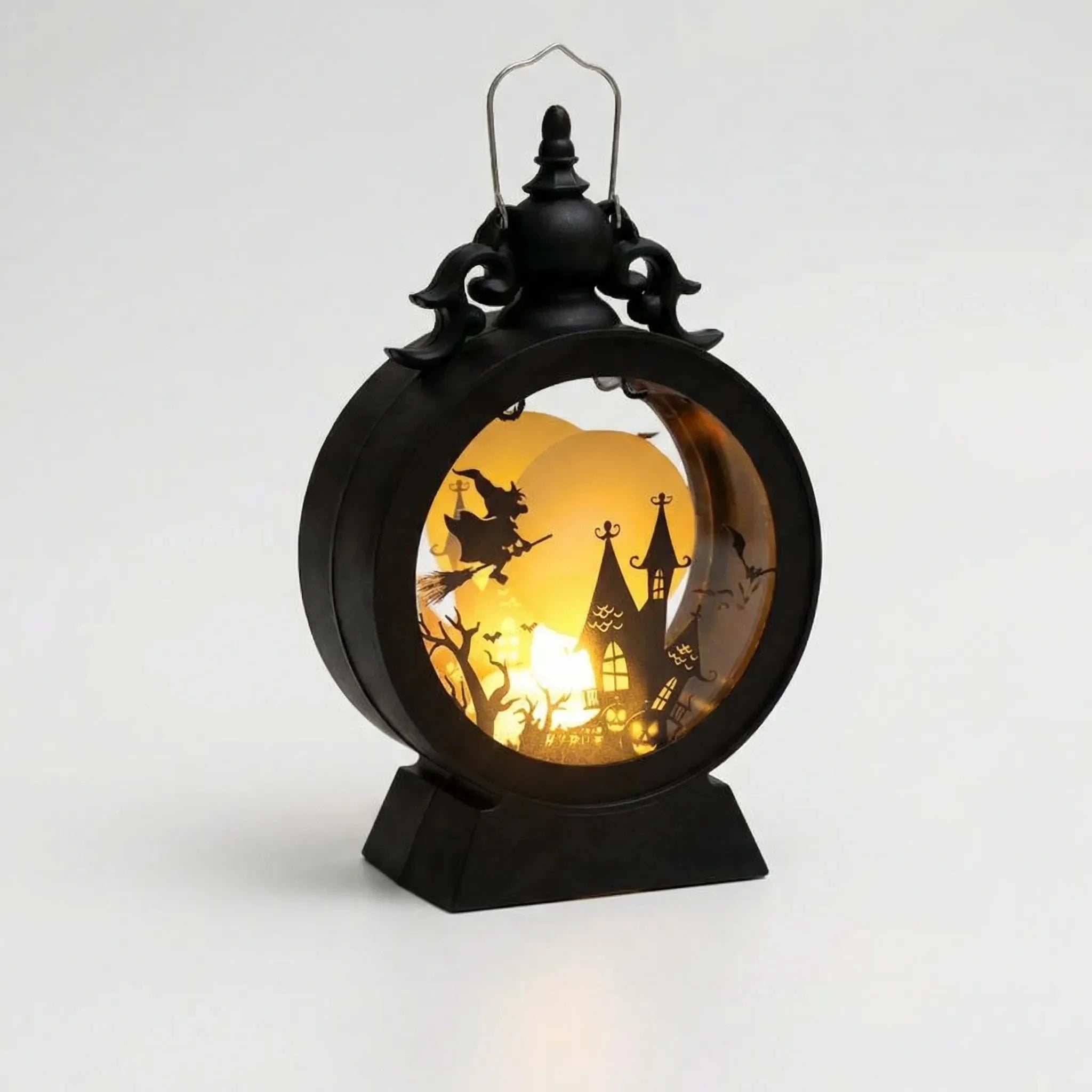 Halloween Lanterns & Candlelight Battery Powered LED Lantern With Halloween Silhouettes And Gothic Frame Light Up Your Halloween - Image 4