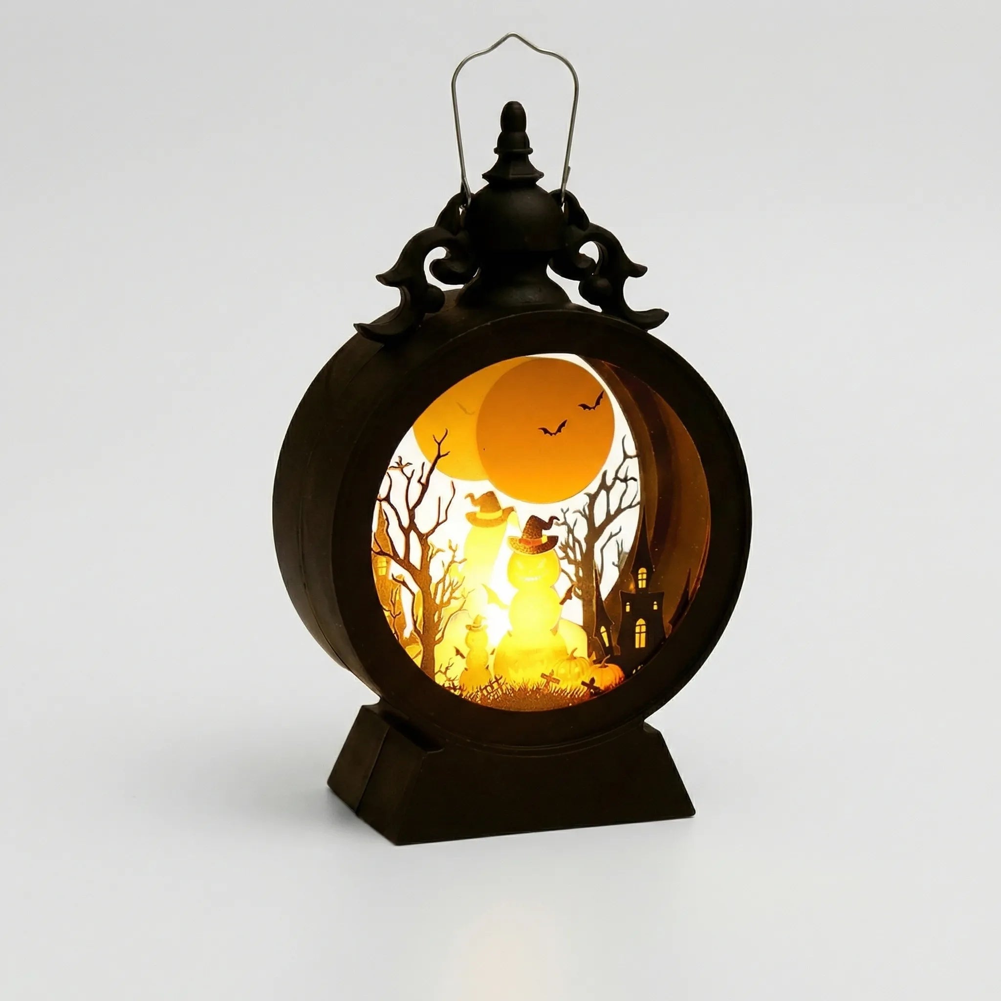 Halloween Lanterns & Candlelight Battery Powered LED Lantern With Halloween Silhouettes And Gothic Frame Light Up Your Halloween - Image 5