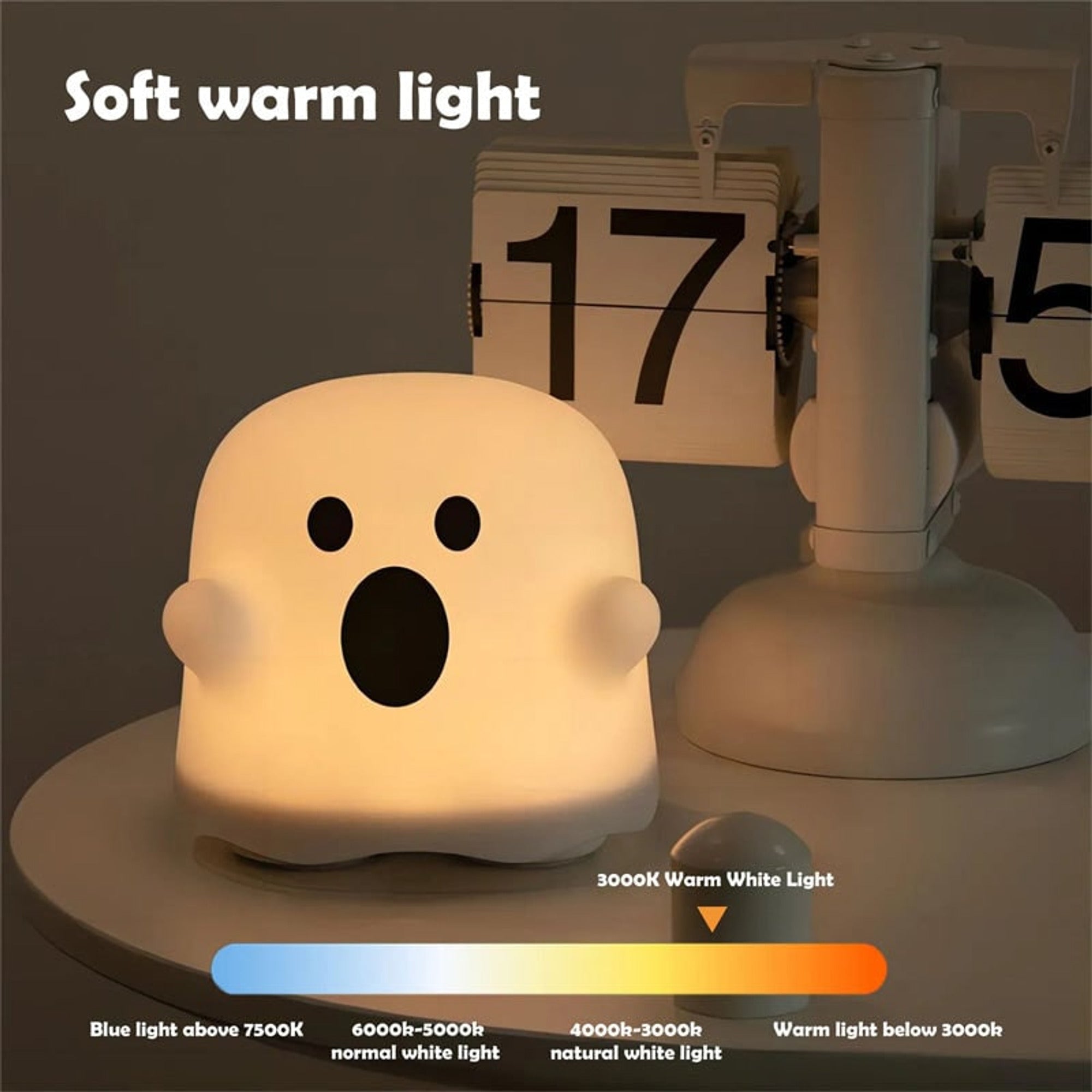 Halloween Lanterns & Candlelight Ghost Silicone Night Light Touch Sensor Warm Bedside - Image 3