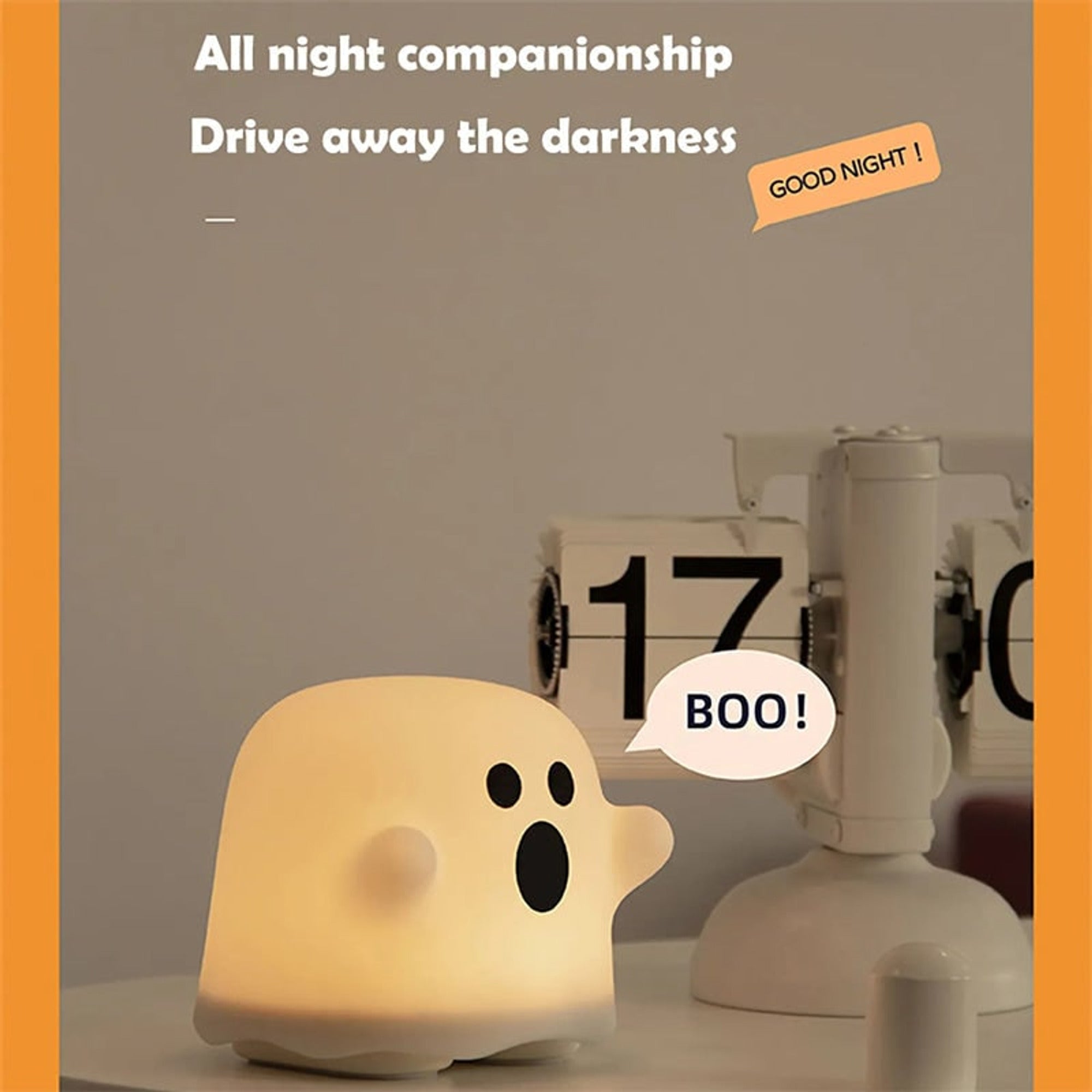 Halloween Lanterns & Candlelight Ghost Silicone Night Light Touch Sensor Warm Bedside - Image 9