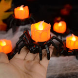 Halloween Lanterns & Candlelight LED Candle With Pumpkin Spider Holder Flickering Flameless Light - Image 3