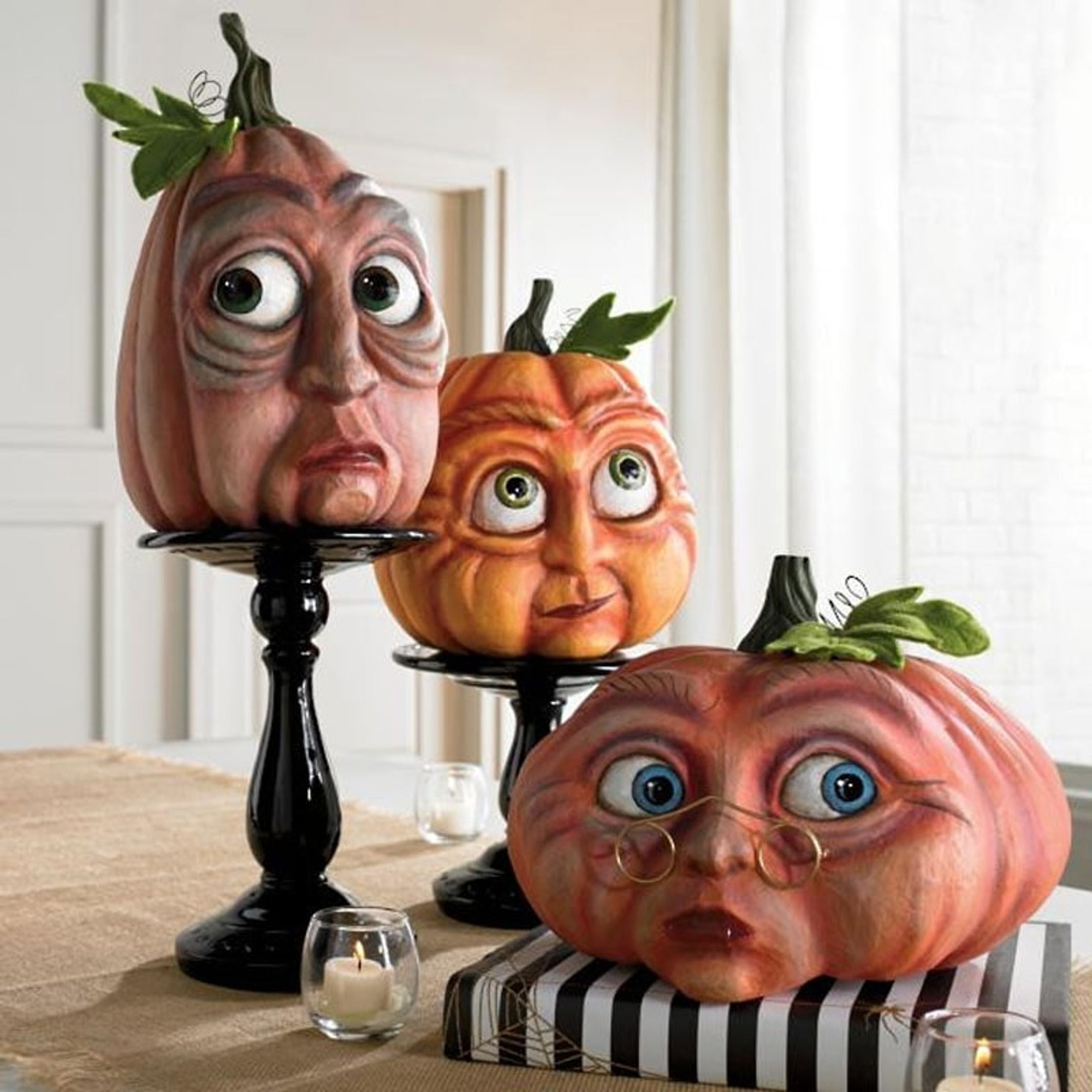 Halloween Lanterns & Candlelight Pumpkin Decorations With Expressive Faces Carving Props Hand-painted Resin Figurines - Image 3