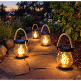 Halloween Lanterns & Candlelight Solar Powered Flickering Flame Outdoor Garden Light With Rope Handle - Image 5