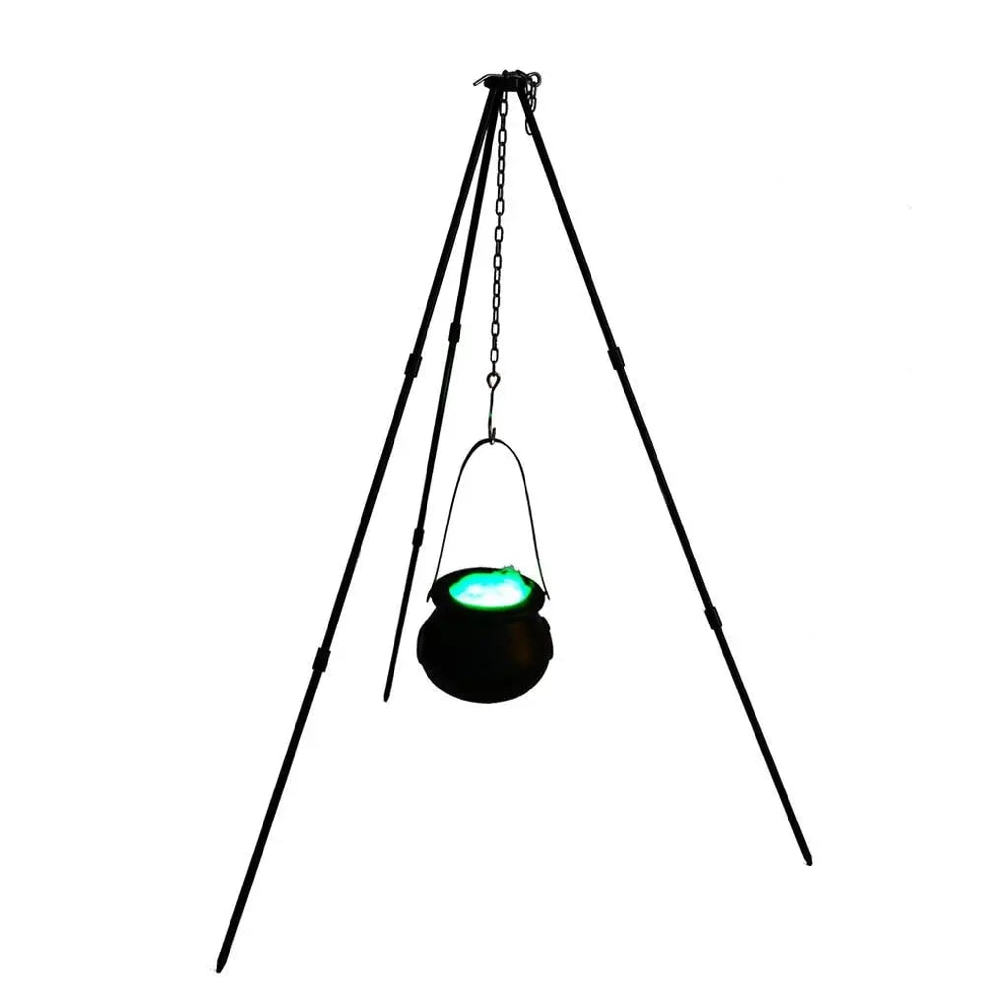Halloween Lanterns & Candlelight Witches Cauldron Tripod With Green LED String Light Outdoor Decorative Centerpiece And Candy Bowl - Image 7