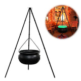 Halloween Lanterns & Candlelight Witches Cauldron Tripod With Green LED String Light Outdoor Decorative Centerpiece And Candy Bowl - Image 2