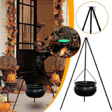 Halloween Lanterns & Candlelight Witches Cauldron Tripod With Green LED String Light Outdoor Decorative Centerpiece And Candy Bowl - Image 5