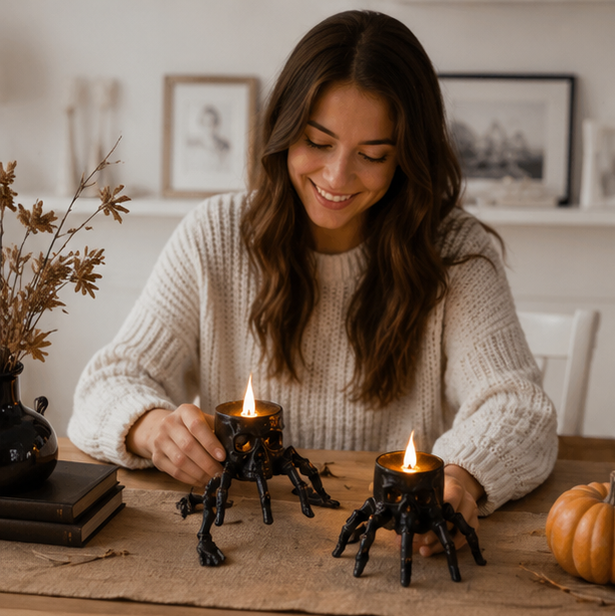 Halloween LED Candle Flameless Bronze Skull Hand Night Light Decoration - Image 9