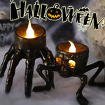 Halloween LED Candle Flameless Bronze Skull Hand Night Light Decoration - Image 1