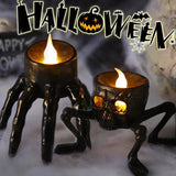 Halloween LED Candle Flameless Bronze Skull Hand Night Light Decoration - Image 1