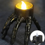 Halloween LED Candle Flameless Bronze Skull Hand Night Light Decoration - Image 5