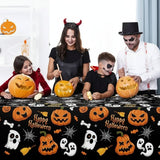Halloween Party Decor Tablecloth With Spider Web Design - Image 2