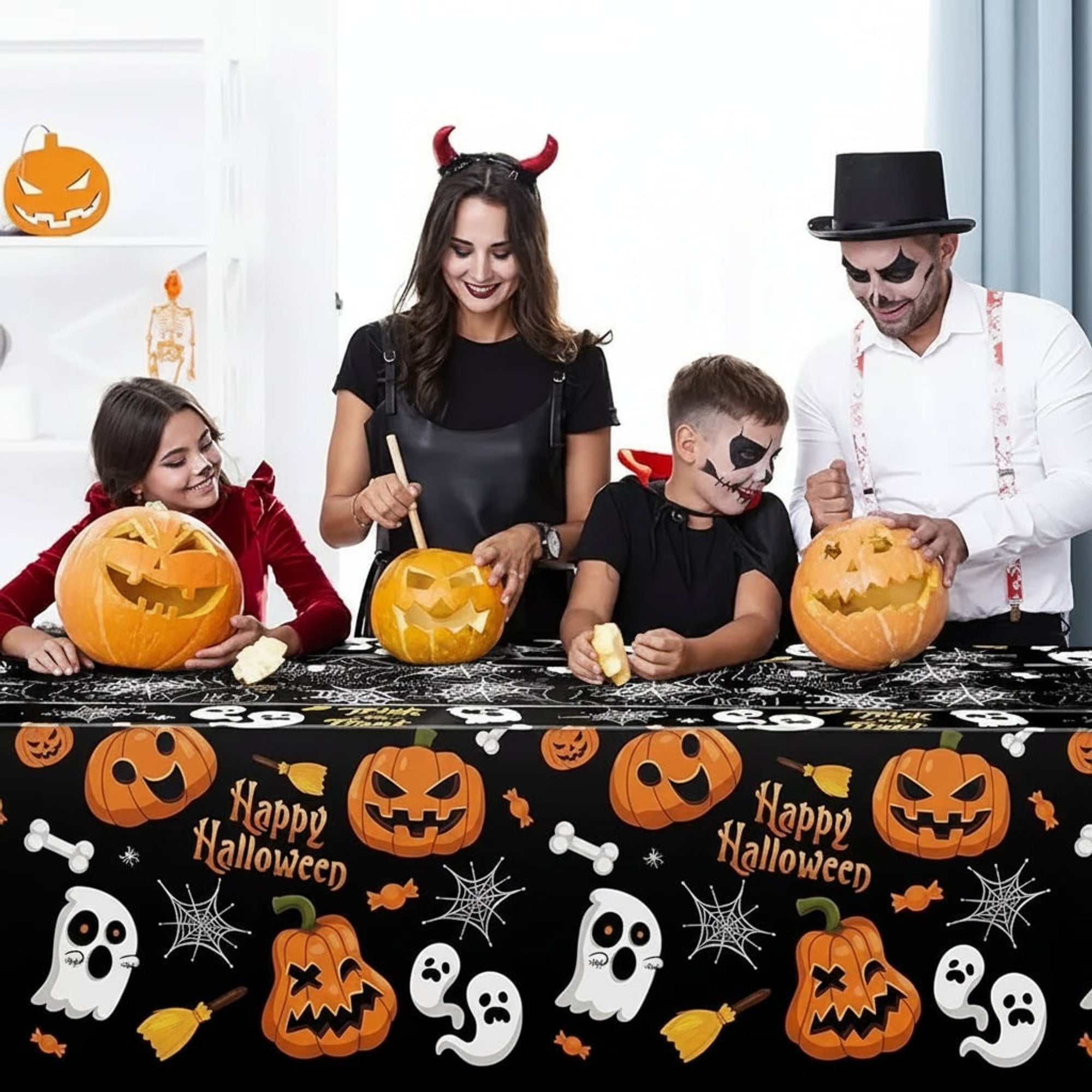 Halloween Party Decor Tablecloth With Spider Web Design - Image 2