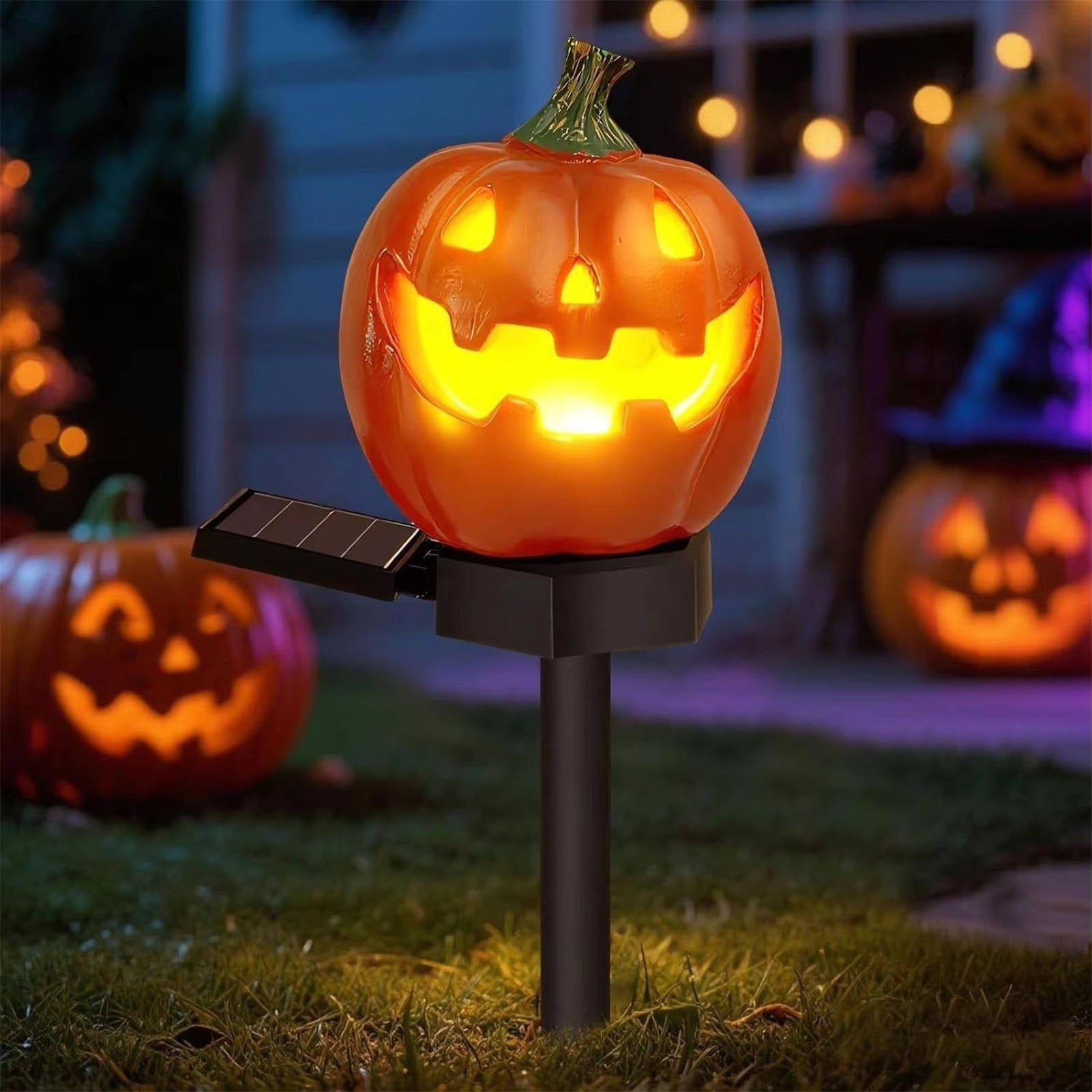 Halloween Pathway Lights Lighted Jack-O-Lantern Plastic Stake Outdoor Decor - Image 2