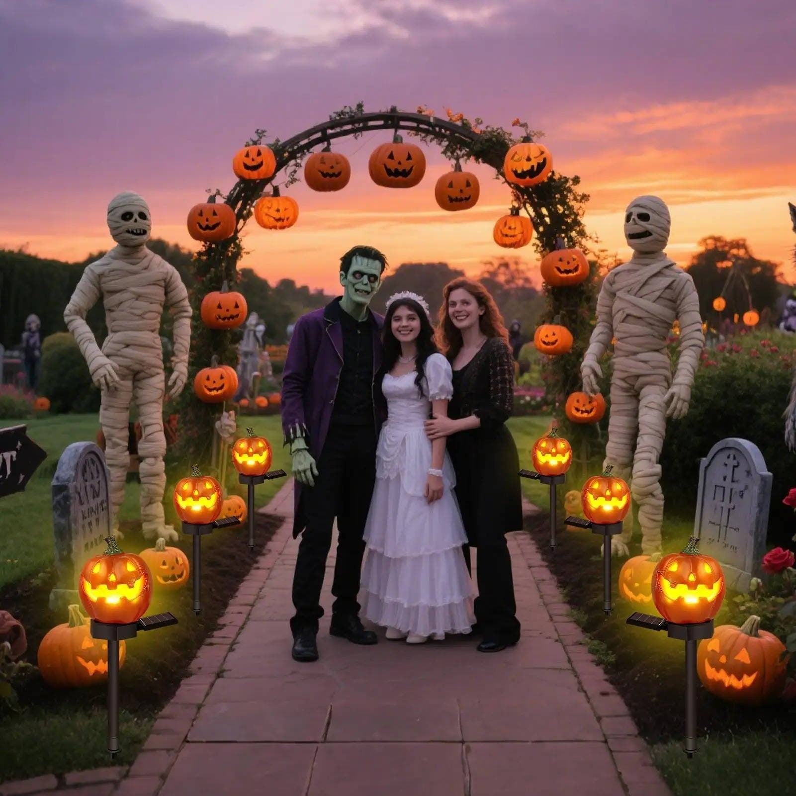 Halloween Pathway Lights Lighted Jack-O-Lantern Plastic Stake Outdoor Decor - Image 3