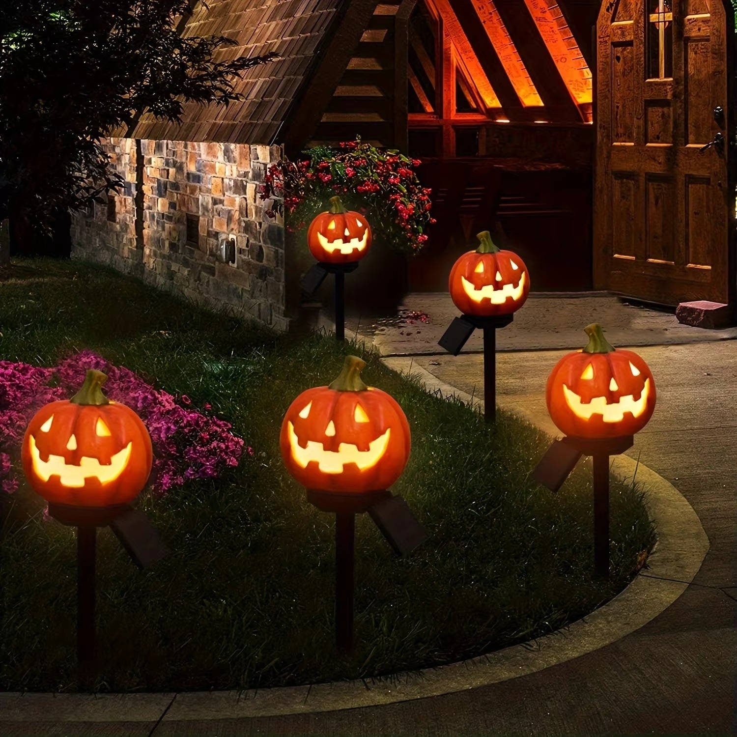 Halloween Pathway Lights Lighted Jack-O-Lantern Plastic Stake Outdoor Decor - Image 6