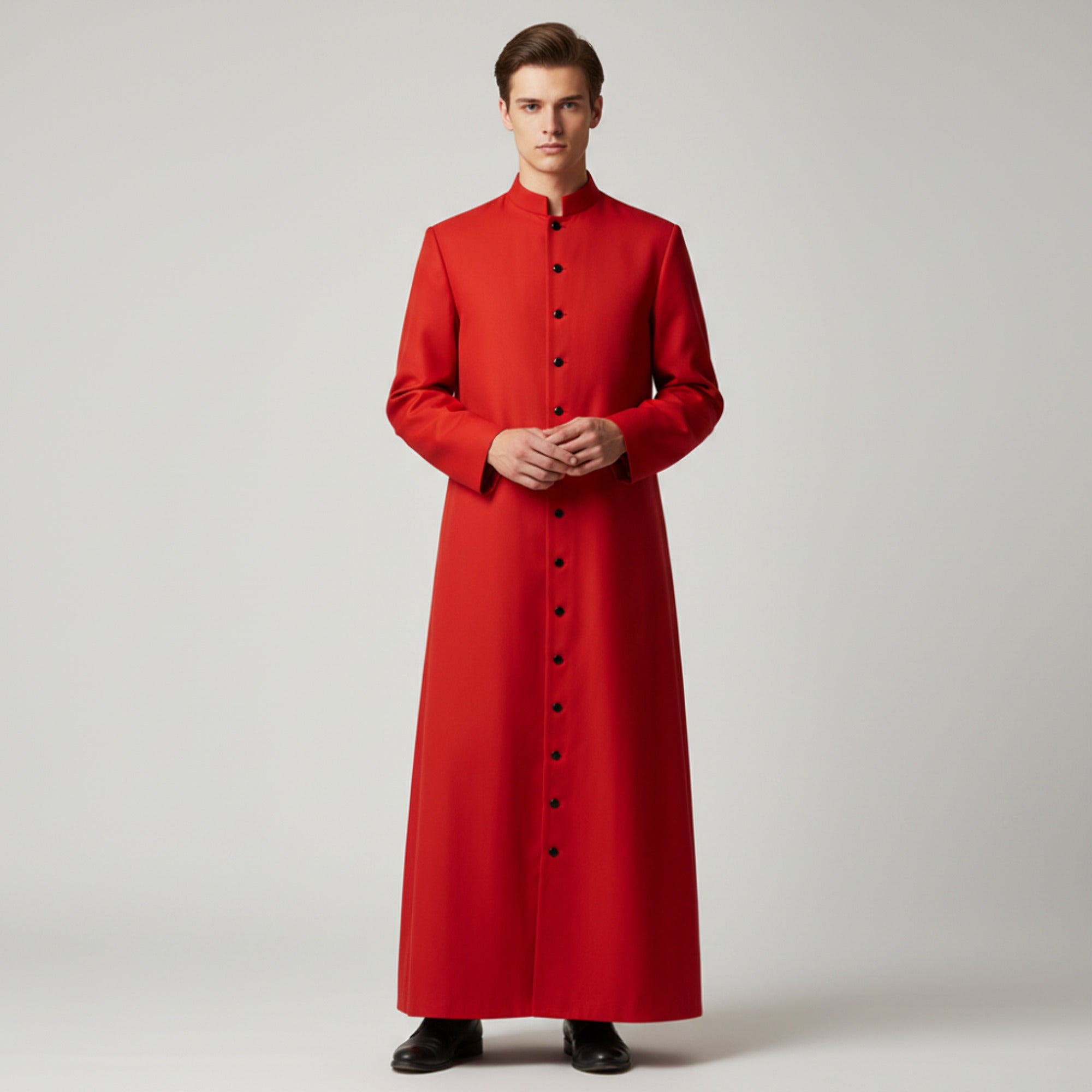 Halloween Priest Costume Robe With Button Front And Ankle-length Silhouette For Authentic Ecclesiastical Look - Image 1