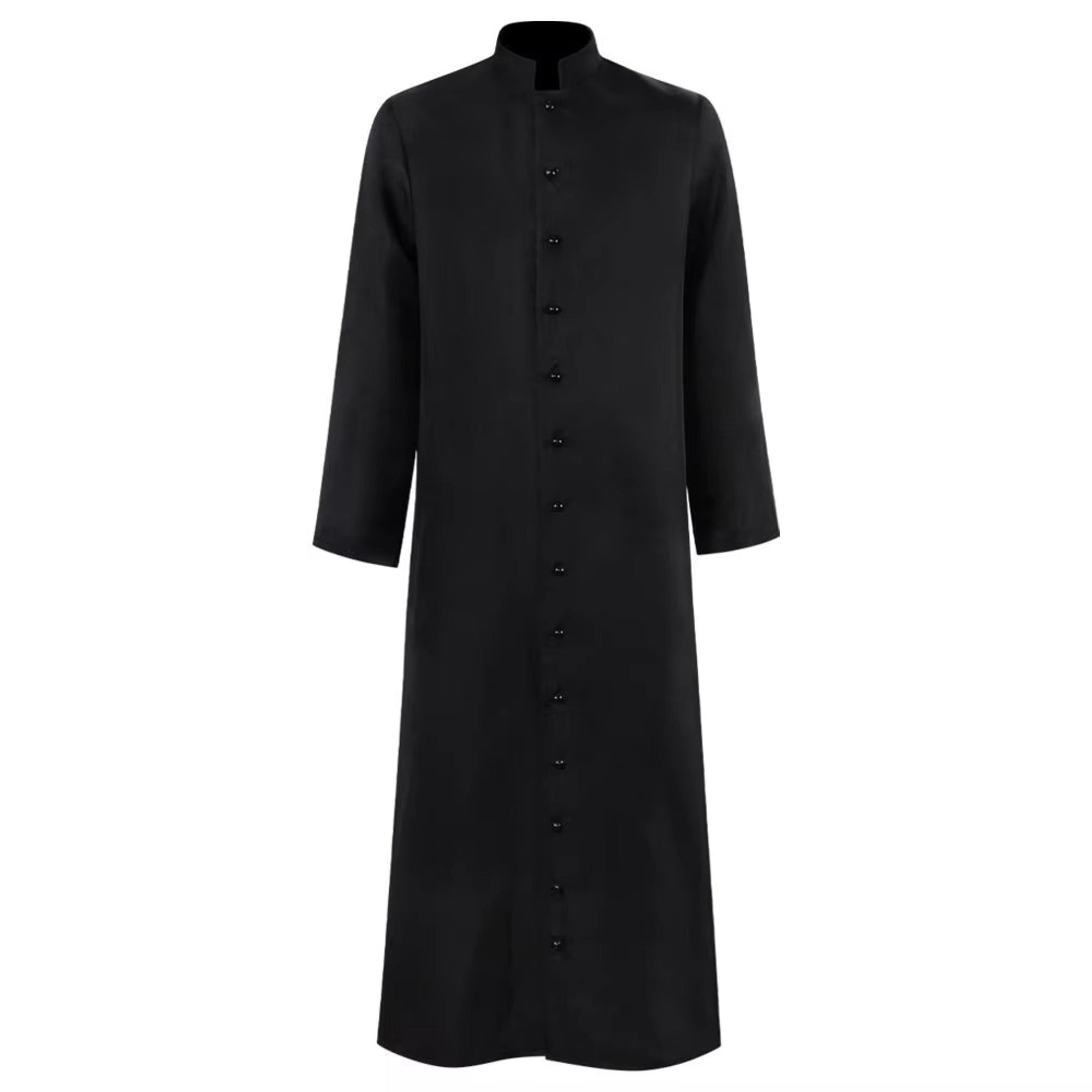 Halloween Priest Costume Robe With Button Front And Ankle-length Silhouette For Authentic Ecclesiastical Look - Image 4