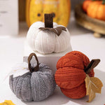 Halloween Pumpkin Decor Crochet Set 3pcs Fall Harvest Handmade Ornaments For Thanksgiving Table Decoration - Image 1