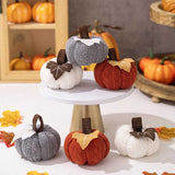 Halloween Pumpkin Decor Crochet Set 3pcs Fall Harvest Handmade Ornaments For Thanksgiving Table Decoration - Image 2