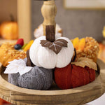 Halloween Pumpkin Decor Crochet Set 3pcs Fall Harvest Handmade Ornaments For Thanksgiving Table Decoration - Image 3