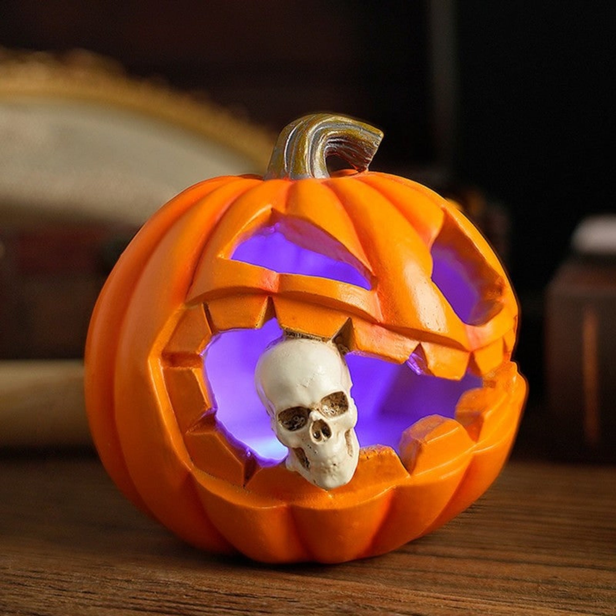Halloween Pumpkin Decoration Decor Realistic Skull Jack O'Lantern - Image 2